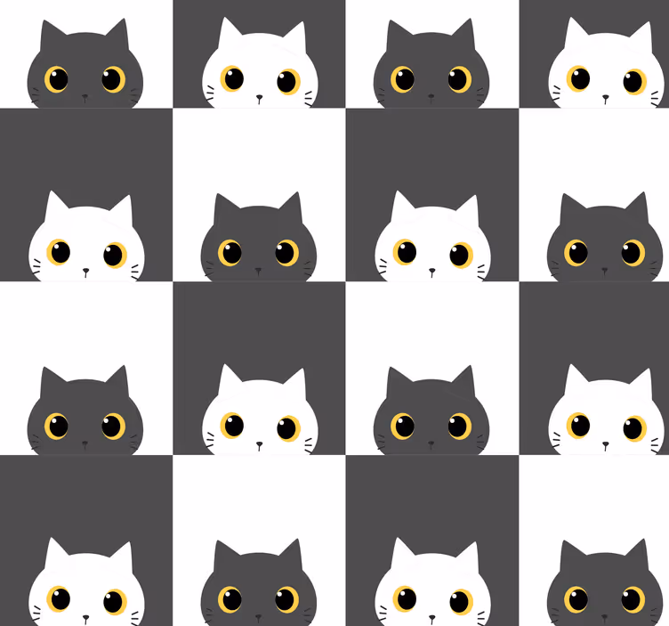 Papier peint chambre Chats noirs et blancs filmés - TenStickers