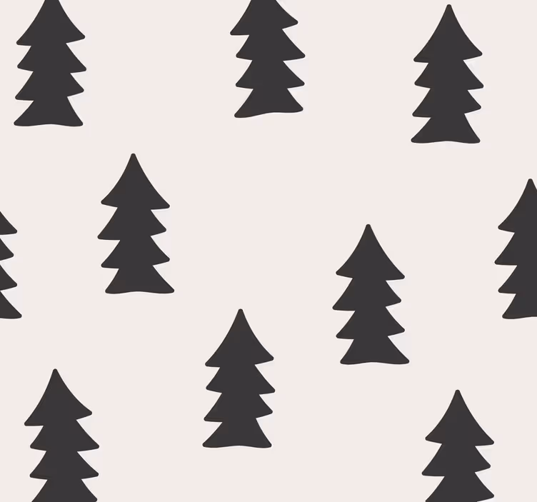 Papier peint formes d'arbres noirs sapins - TenStickers