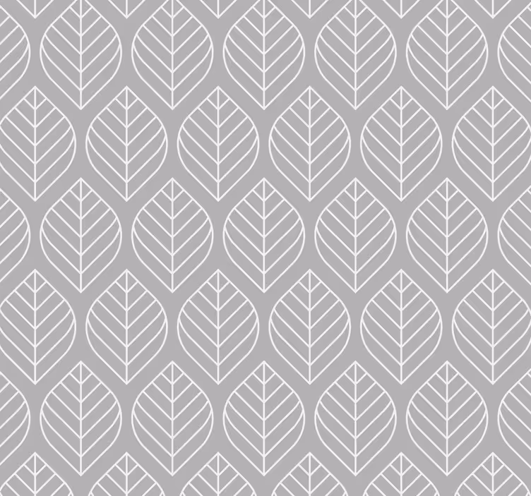 Papier peint moderne motif de feuilles scandinave gris - TenStickers