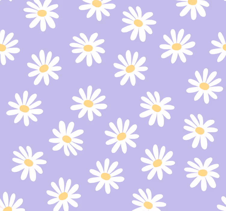 Papier peint fleur Fleurs simples blanches sur lila - TenStickers
