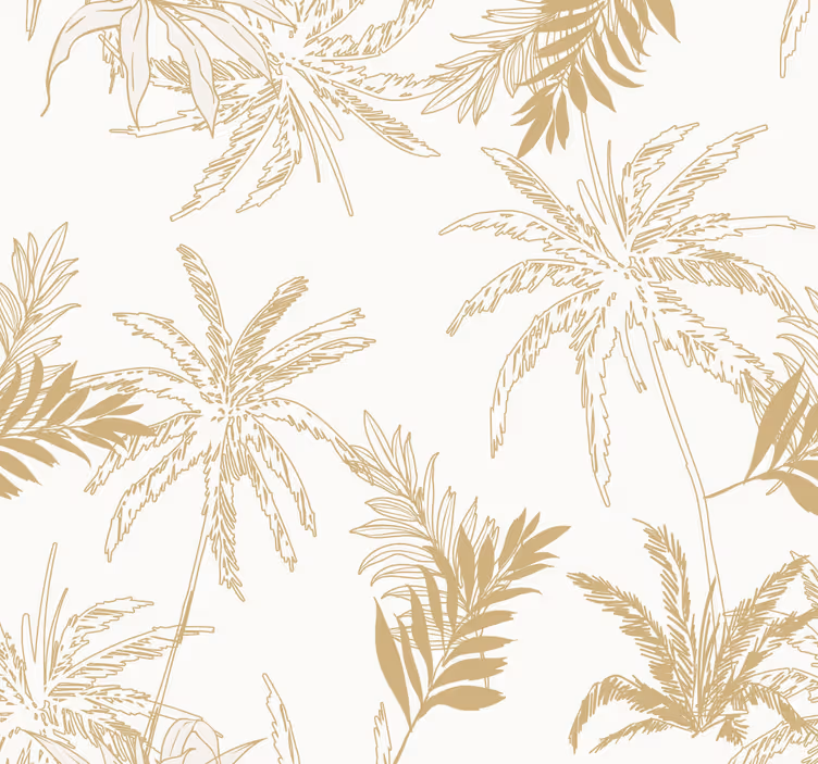 Papier peint salon feuilles tropicales dorées - TenStickers