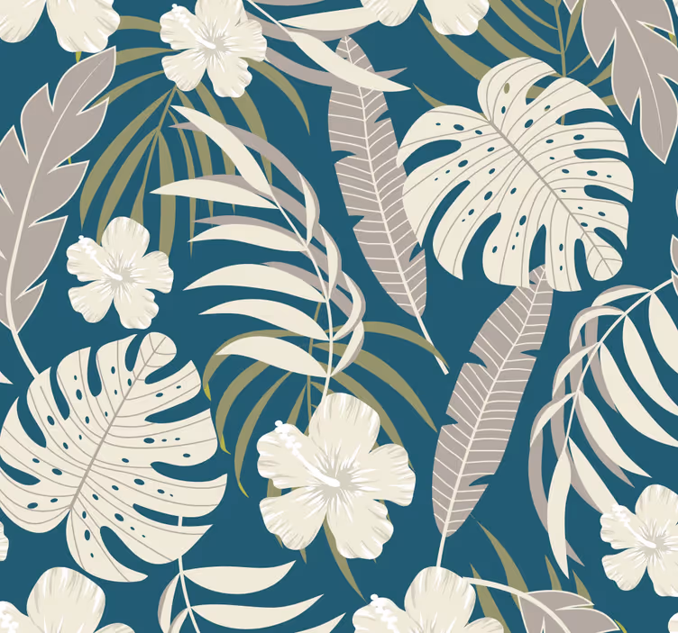 Papier peint dessin de feuilles tropicales - TenStickers