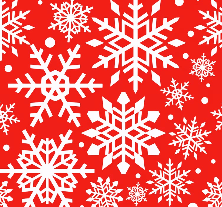 Papier peint salon flocons de neige rouges - TenStickers