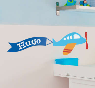Sticker enfant avion personnalisable