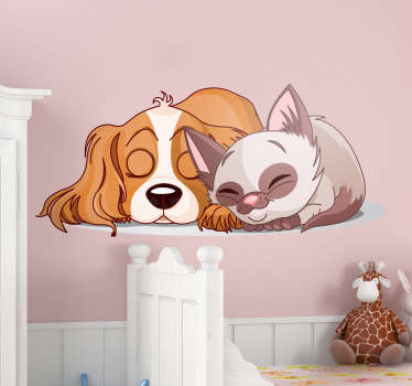 Sticker enfant chien et chat