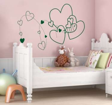 Sticker enfant coeurs abeille