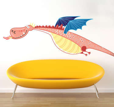 Sticker enfant dragon aux ailes bleues