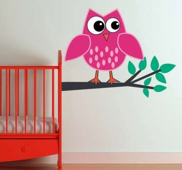 Sticker enfant hibou rose