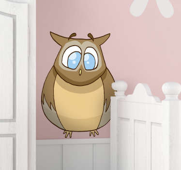 Sticker enfant hibou yeux bleus