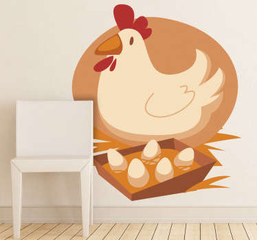 Sticker enfant illustration poule oeufs