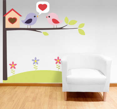 Sticker enfant oiseaux amour