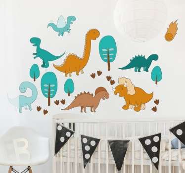 Sticker enfant paysage dinosaures