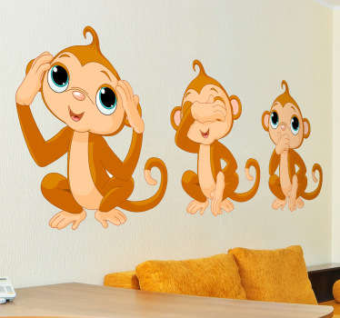 Sticker enfant trois singes