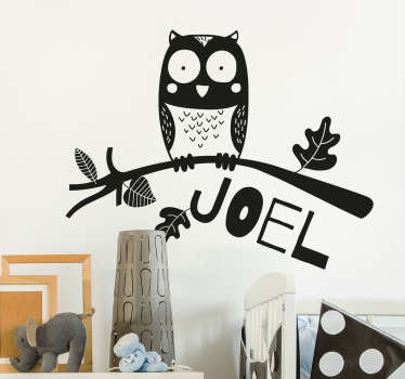 Sticker enfants personnalisable hibou