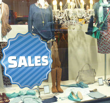 Sticker étiquette offre bleu rayé