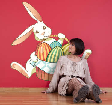 Sticker lapin Pâques panier