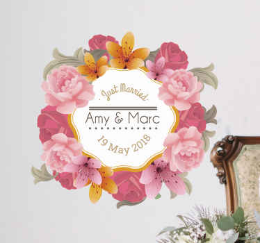 Sticker mariage cadre fleuri