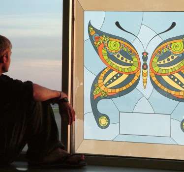 Sticker mosaique vitrail papillon