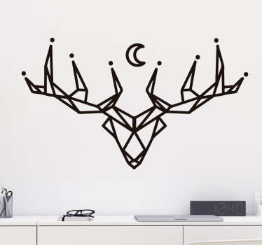 Sticker origami cerf et lune