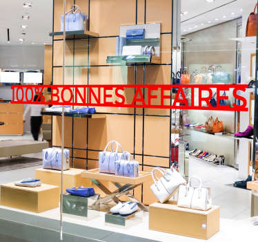 Sticker vitrine 100% bonnes affaires