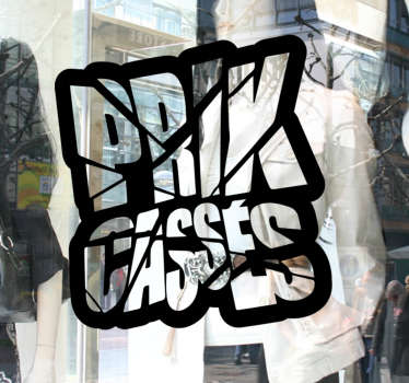 Sticker vitrine prix cassés