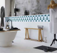 Sticker frise carreaux bleus