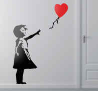 Sticker mural Banksy fille au ballon coeur