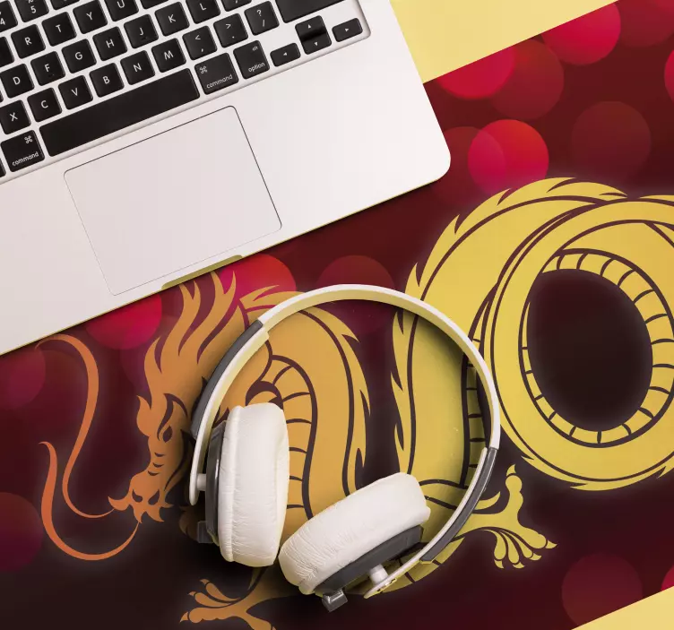 Tapis de souris animé illustration de dragon doré - TenStickers