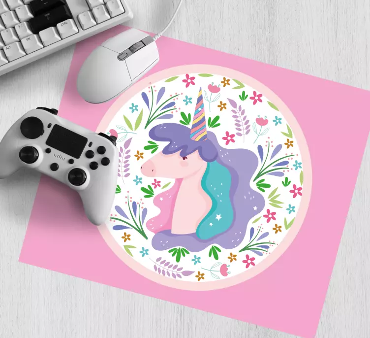 Tapis de souris animé illustration de licorne ludique - TenStickers