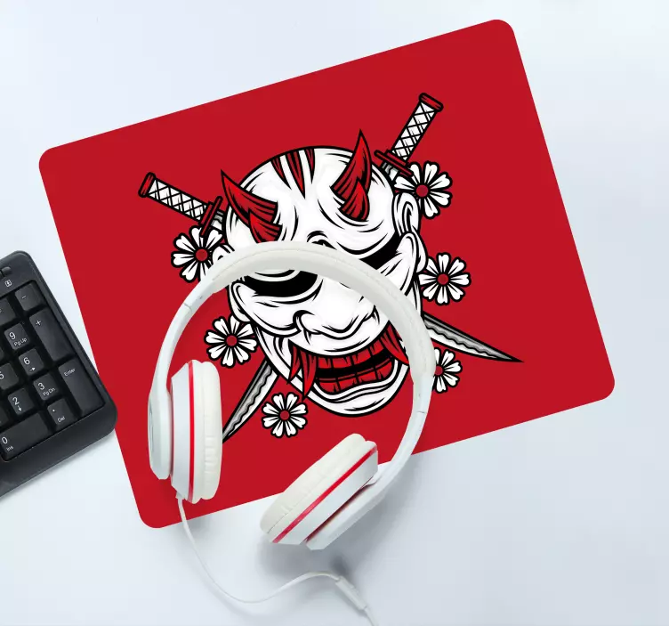 Tapis de souris animé masque d'oni menaçant - TenStickers