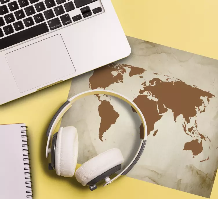 Tapis de souris carte du monde brun vintage - TenStickers