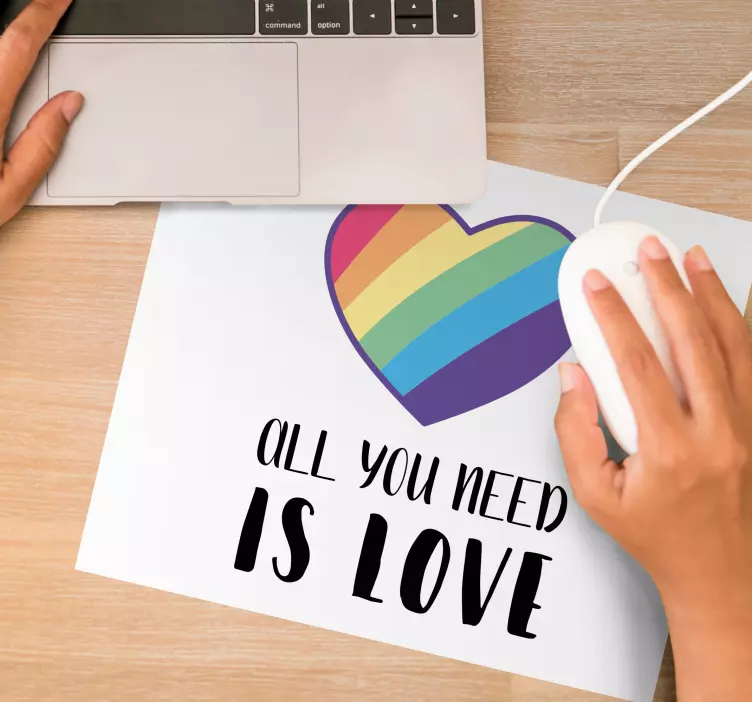 Tapis de souris citation cœur arc-en-ciel amour - TenStickers