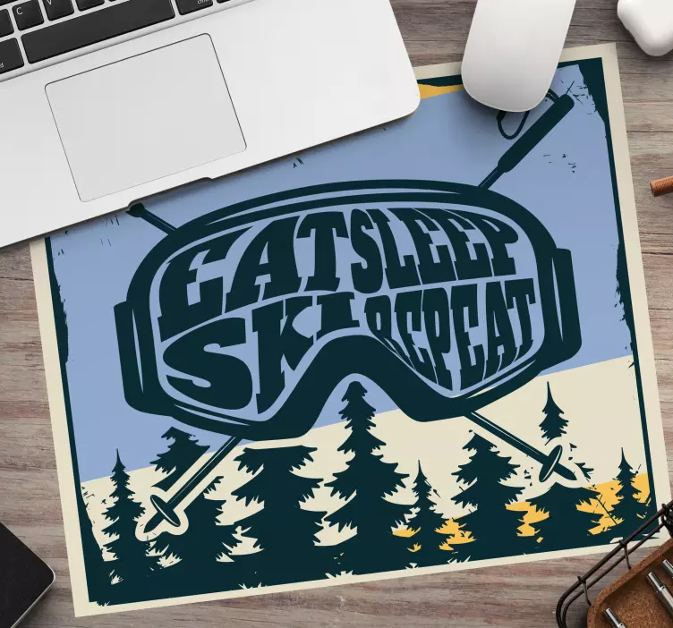 Tapis de souris coloré eat sleep ski repeat - TenStickers