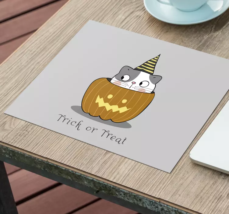 Tapis de souris gamer chat fantaisiste citrouille - TenStickers