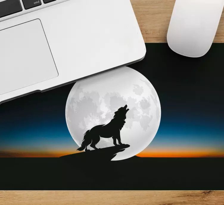 Tapis de souris gamer loup hurlant à la lune - TenStickers