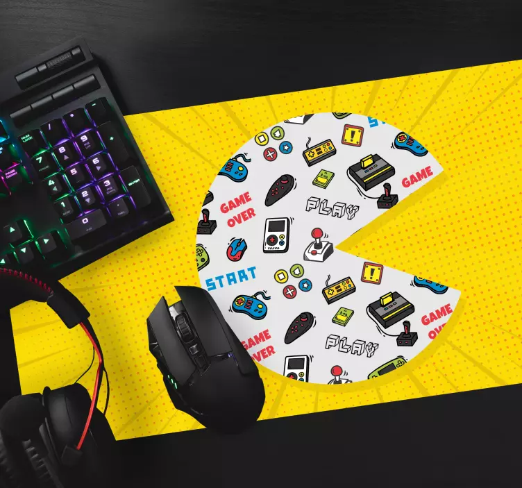 Tapis de souris gamer symboles de jeux rétro colorés - TenStickers