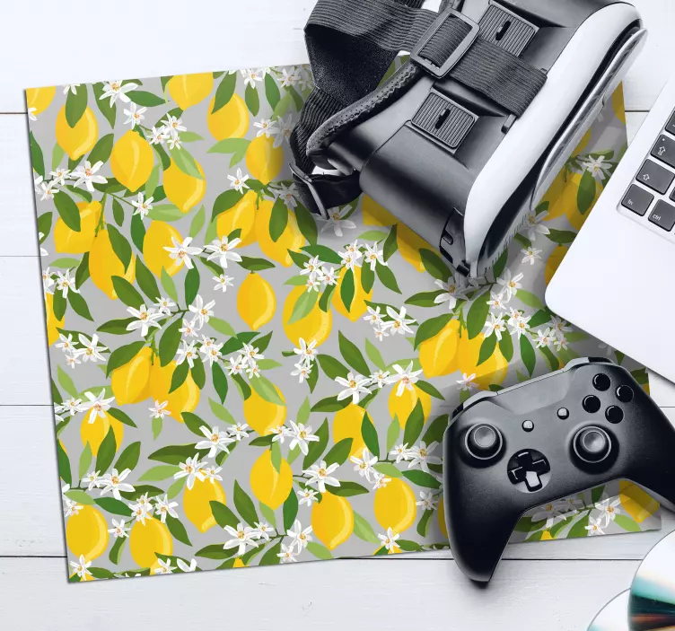 Tapis de souris motif citron floral Énergique - TenStickers