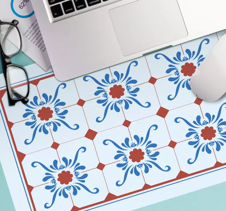 Tapis de souris motif composition de carreaux botaniques - TenStickers