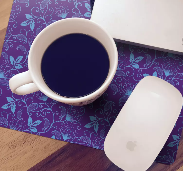 Tapis de souris motif détails floraux bleus - TenStickers