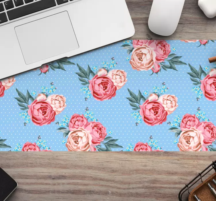 Tapis de souris motif fond floral bleu - TenStickers