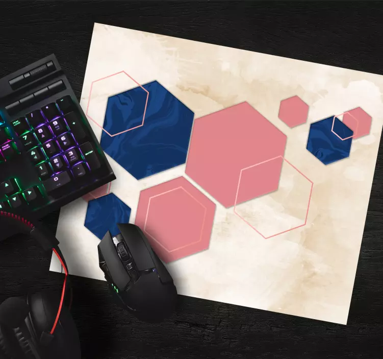 Tapis de souris motif formes hexagonales géométriques - TenStickers
