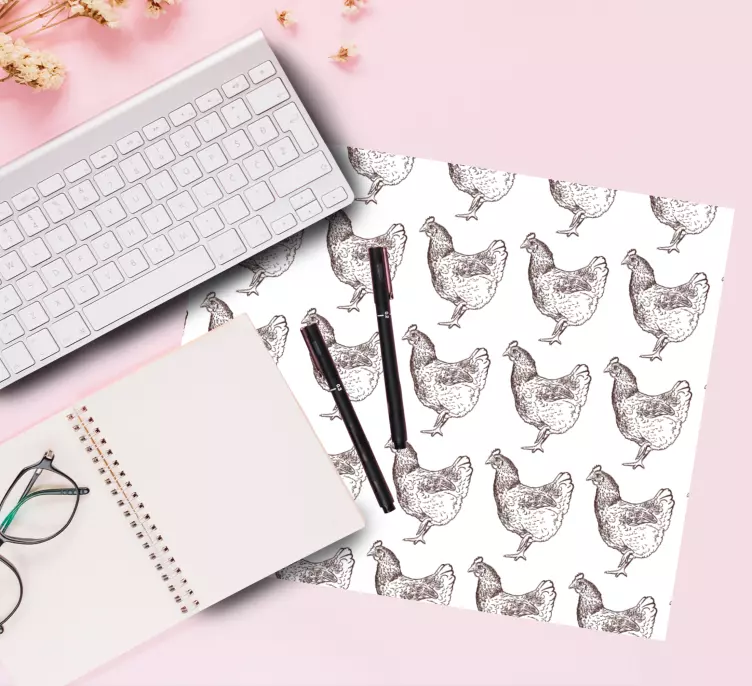 Tapis de souris motif poules répétées - TenStickers