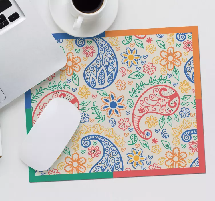 Tapis de souris motif tourbillons floraux colorés - TenStickers