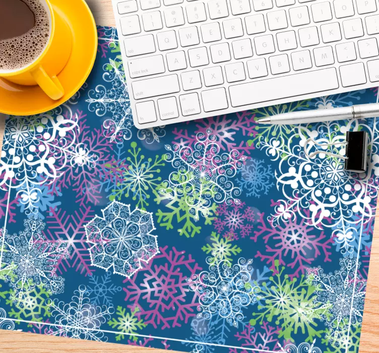 Tapis de souris noël motifs flocons colorés - TenStickers