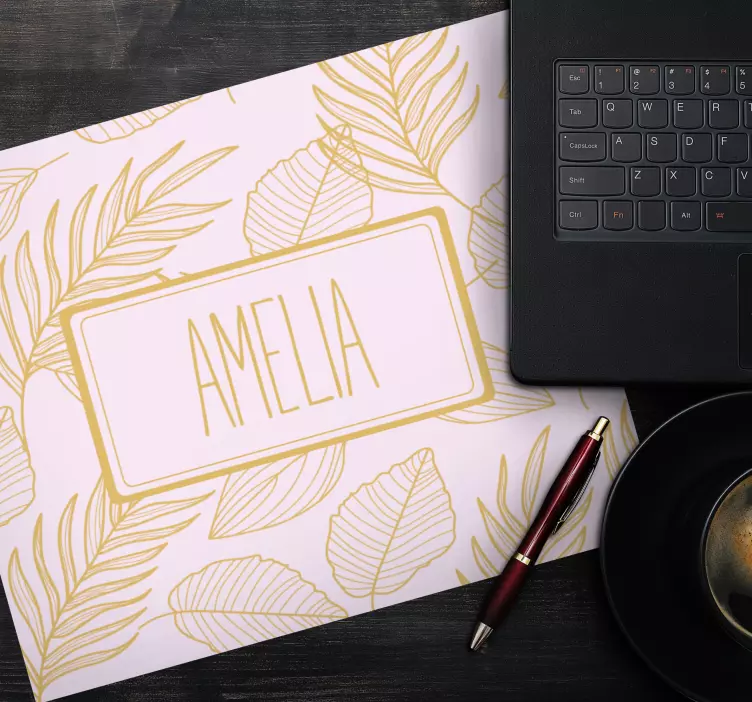 Tapis de souris nom motif de feuilles élégant - TenStickers