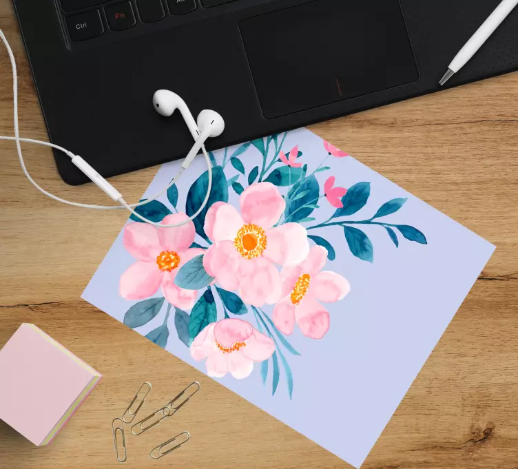 Tapis de souris original arrangement floral aquarelle - TenStickers