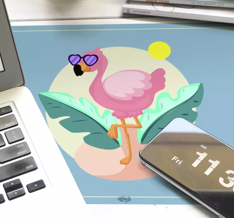 Tapis de souris original flamant rose ensoleillé - TenStickers