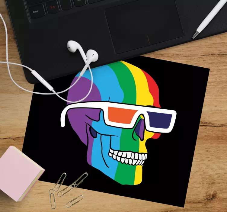 Tapis de souris original lunettes colorées avec tête de mort - TenStickers