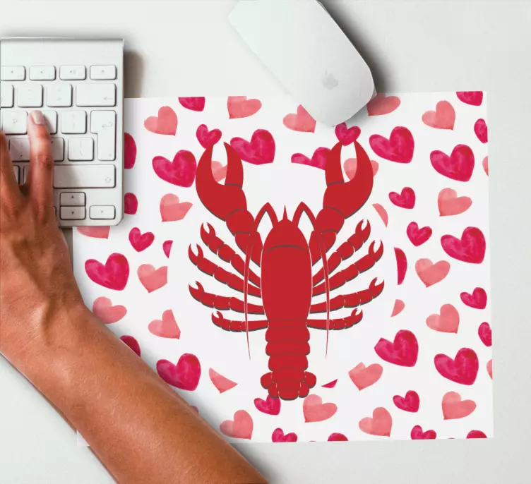 Tapis de souris original motif cœur de homard - TenStickers