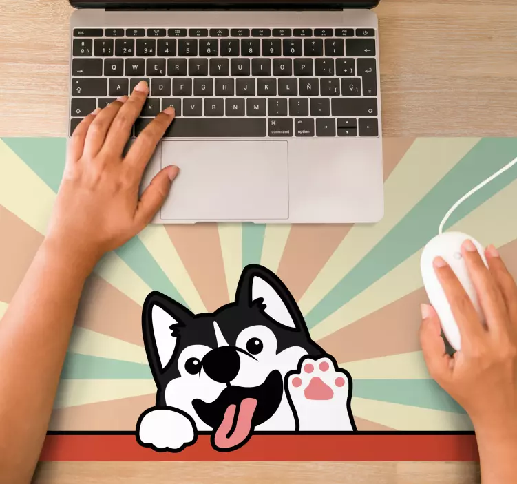 Tapis de souris original personnage husky amusant - TenStickers